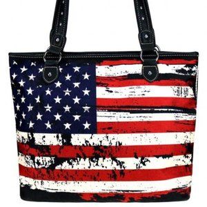 Patriotic Leather Trimmed Canvas Bag